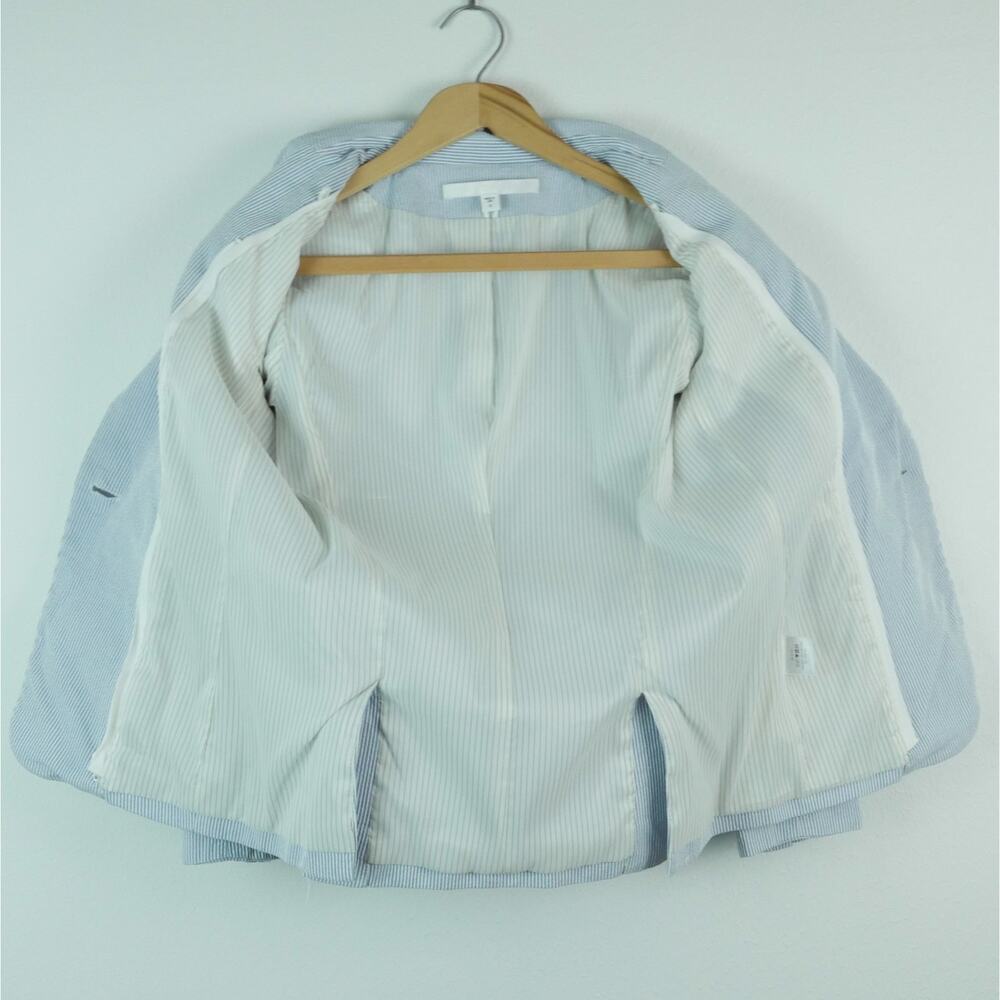 Veronica Beard Dickey Blazer Size 0 Seersucker Blue White Stripe Preppy Timeless - Picture 9 of 13